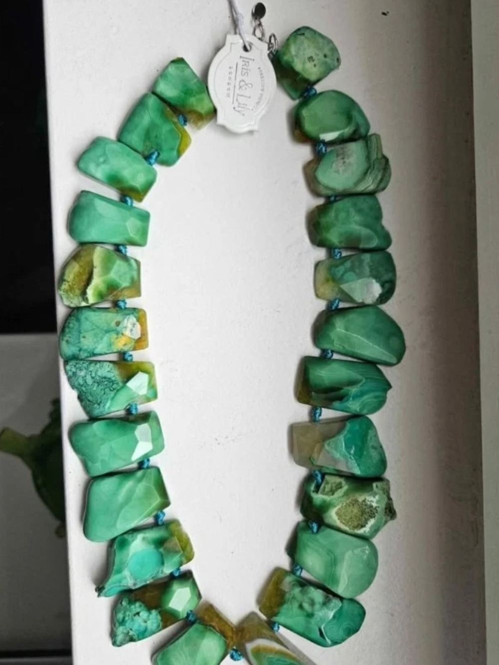 Green Agate Chip Necklace by Iris & Lily
